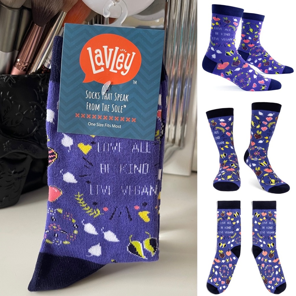Lavley Socks Live Vegan Socks One Size Fits Most Love All Be Kind Live Vegan